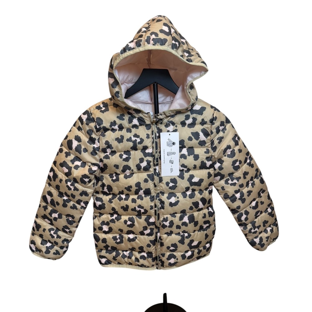 Epic Threads Girls' Leopard Print Puffer Jacket - Medium - New
